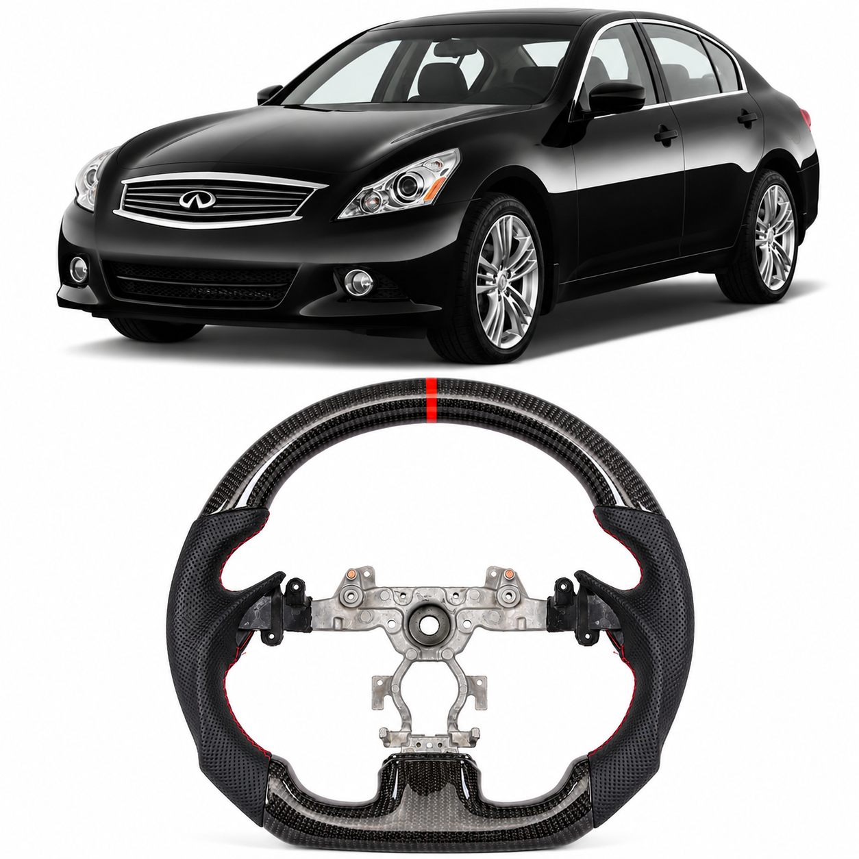 Real Carbon Fiber Steering Wheel for Infiniti G37 G37x G35 2007-2013