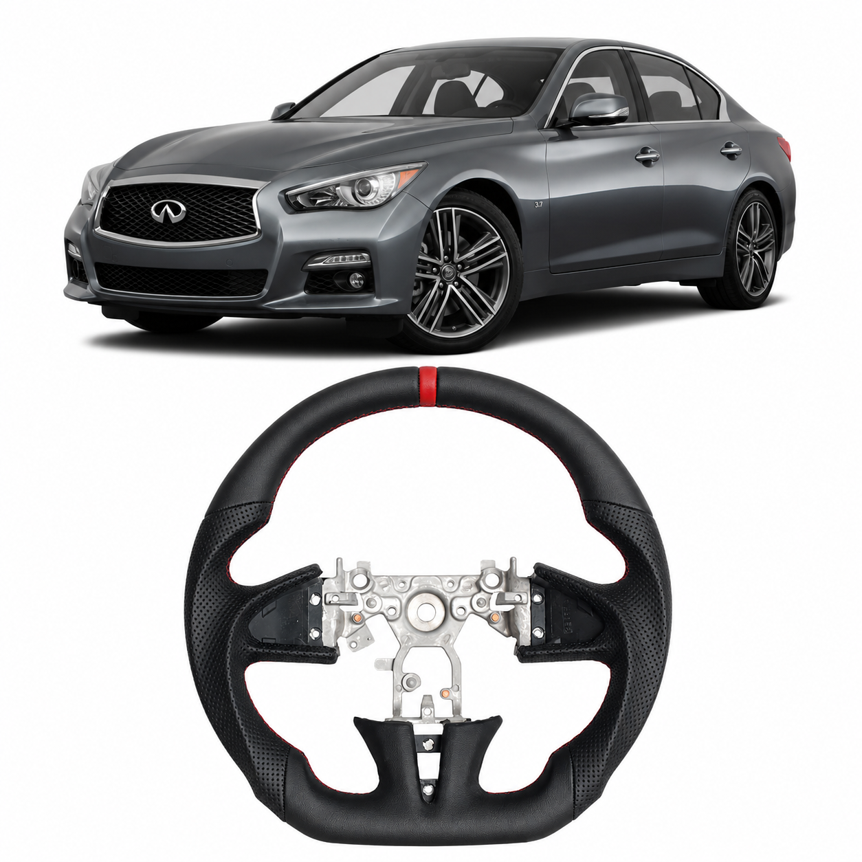 Premium Full Leather Steering Wheel for Infiniti Q50 2014-2016
