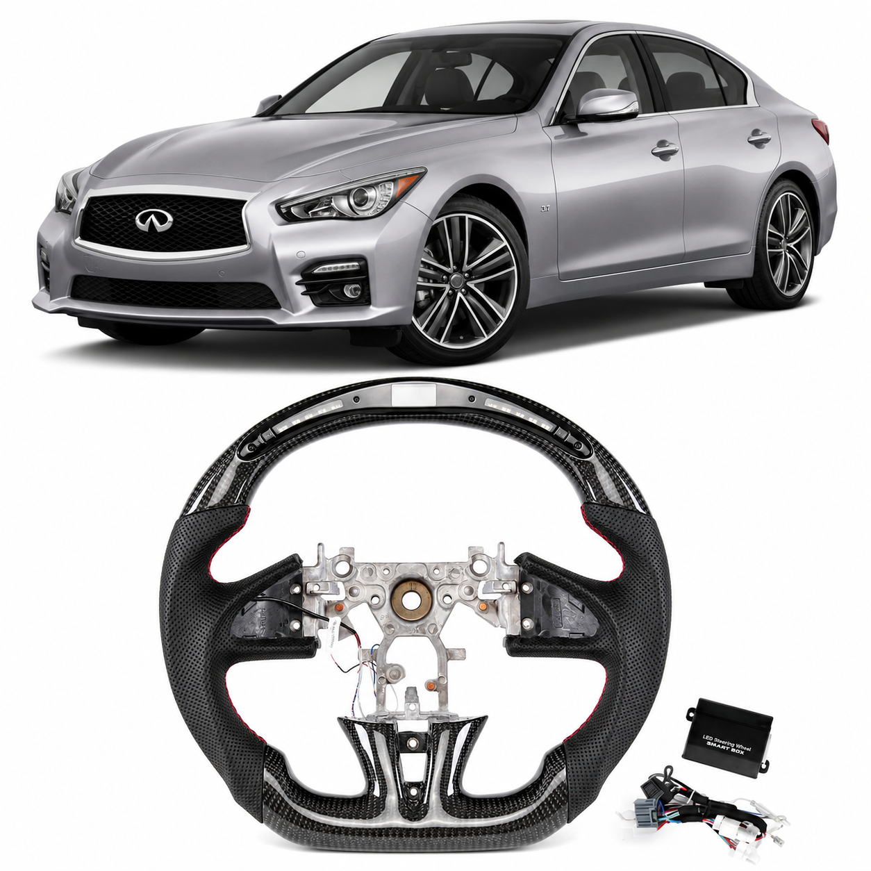 LED Carbon Fiber Steering Wheel for Infiniti Q50 / Q50L / QX50 2013-2016