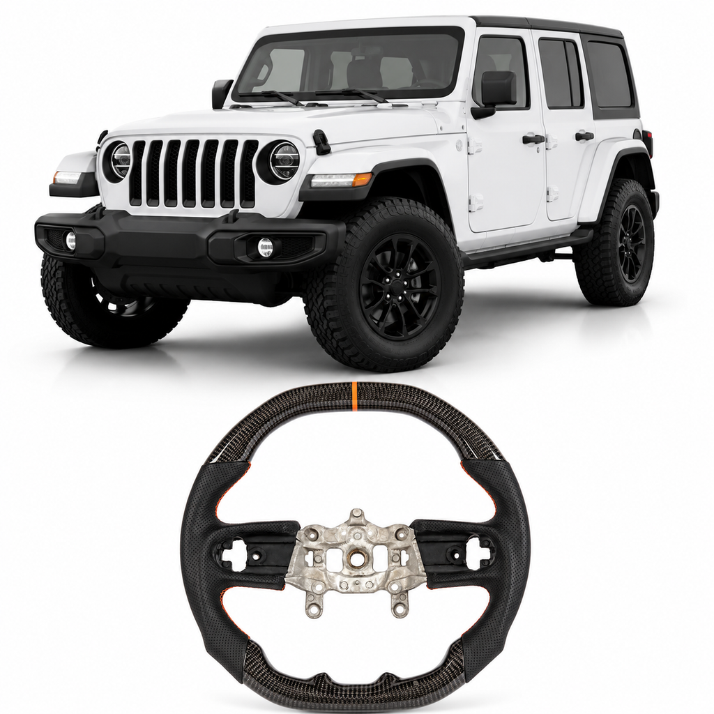 Flat Top & Bottom Real Carbon Fiber Steering Wheel for Jeep Wrangler JL (2018+)