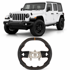 Flat Top & Bottom Real Carbon Fiber Steering Wheel for Jeep Wrangler JL (2018+)