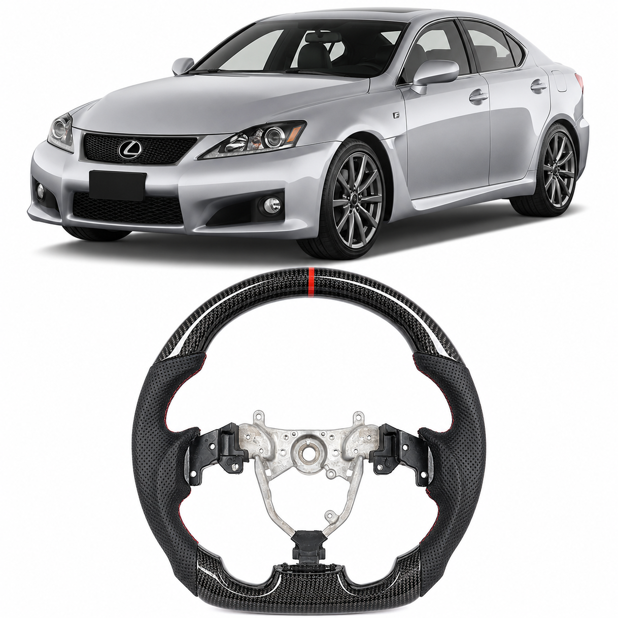 Hydro-Dip Carbon Fiber Steering Wheel for Lexus IS250, IS300, IS350 & IS F 2006-2012