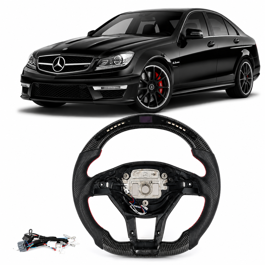 Real LED Steering Wheel for Mercedes-Benz AMG C63 W204, A45, CLA45, W212 & W213 2013–2014
