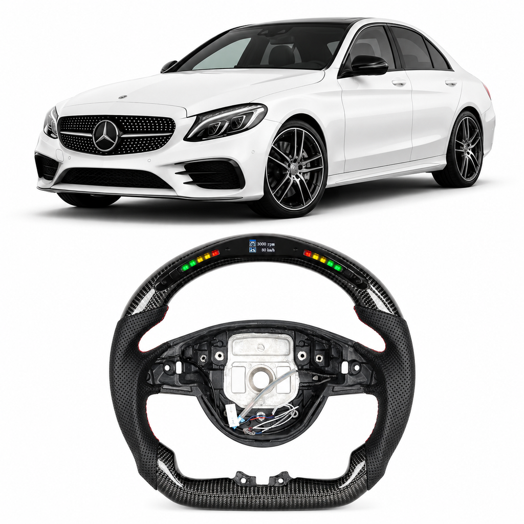 LED Carbon Fiber Steering Wheel for Mercedes-Benz C-Class / CLA / E-Class 2016+