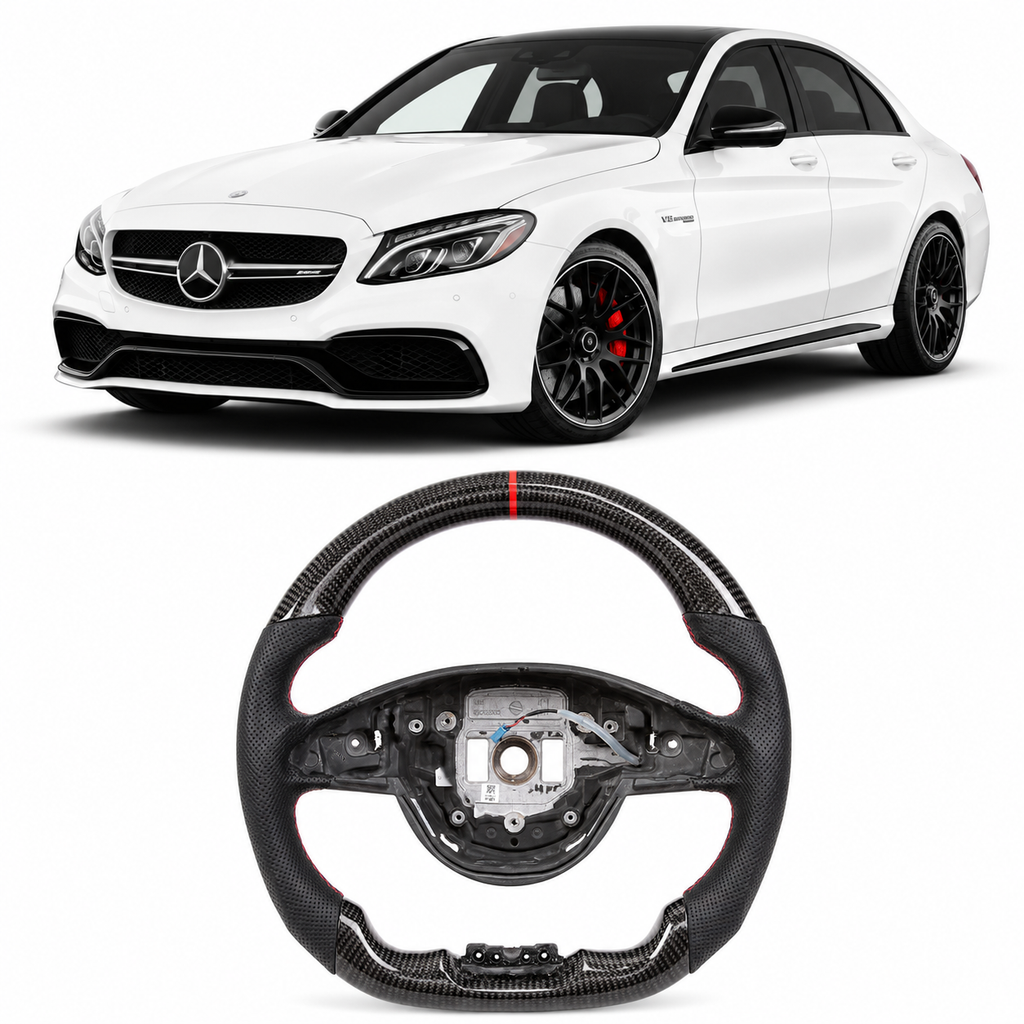 Carbon Fiber Steering Wheel for Mercedes-Benz W205 AMG C63 / GLE / GLS / CLA (Vibration)