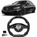 Carbon Fiber LED Steering Wheel for Mercedes-Benz W205 AMG C63, GLS, CLA & GLE 2016–2017 with Vibration (Non-Heated)