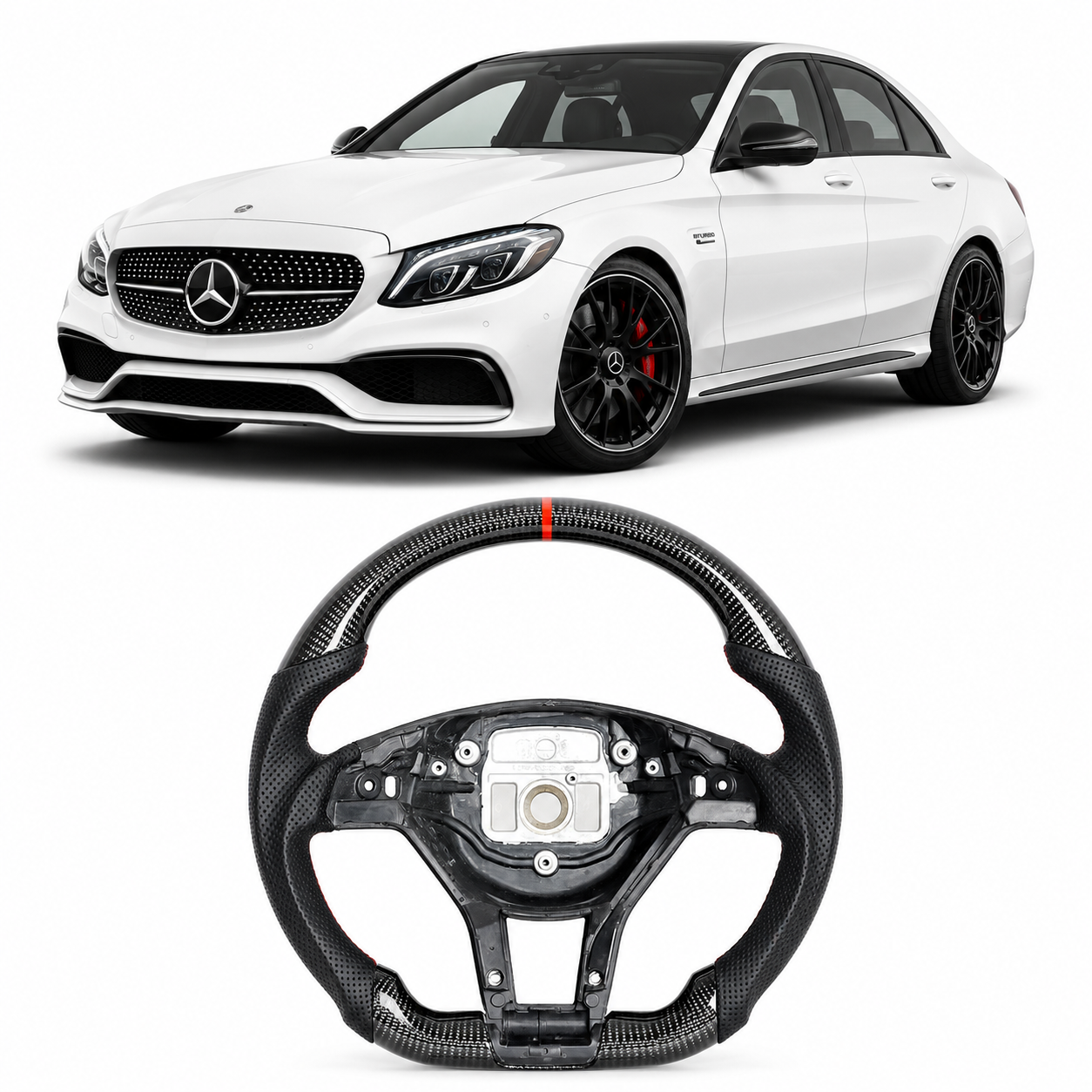 Carbon Fiber Steering Wheel for Mercedes AMG A C E Class