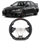 Real Carbon Fiber Steering Wheel for Mitsubishi Lancer Evolution EVO X 2008–2015 with Perforated Leather Grip