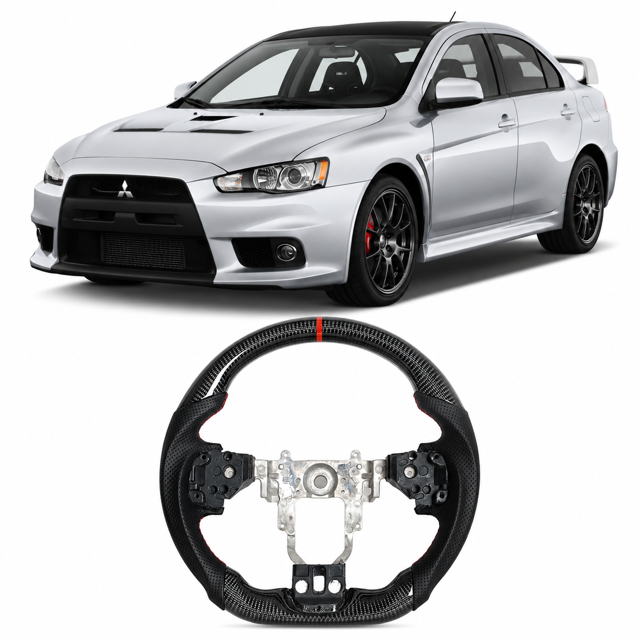 Carbon Fiber Steering Wheel for Mitsubishi Lancer Evolution X 2010-2015