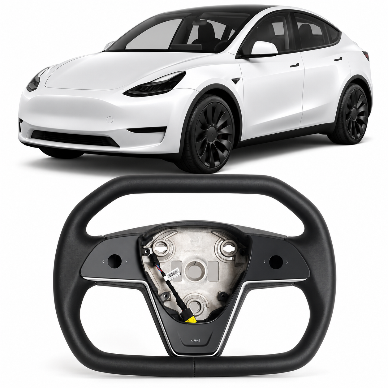 Cybertruck Style Heated Steering Wheel for Tesla Model 3/Y 2017-2023