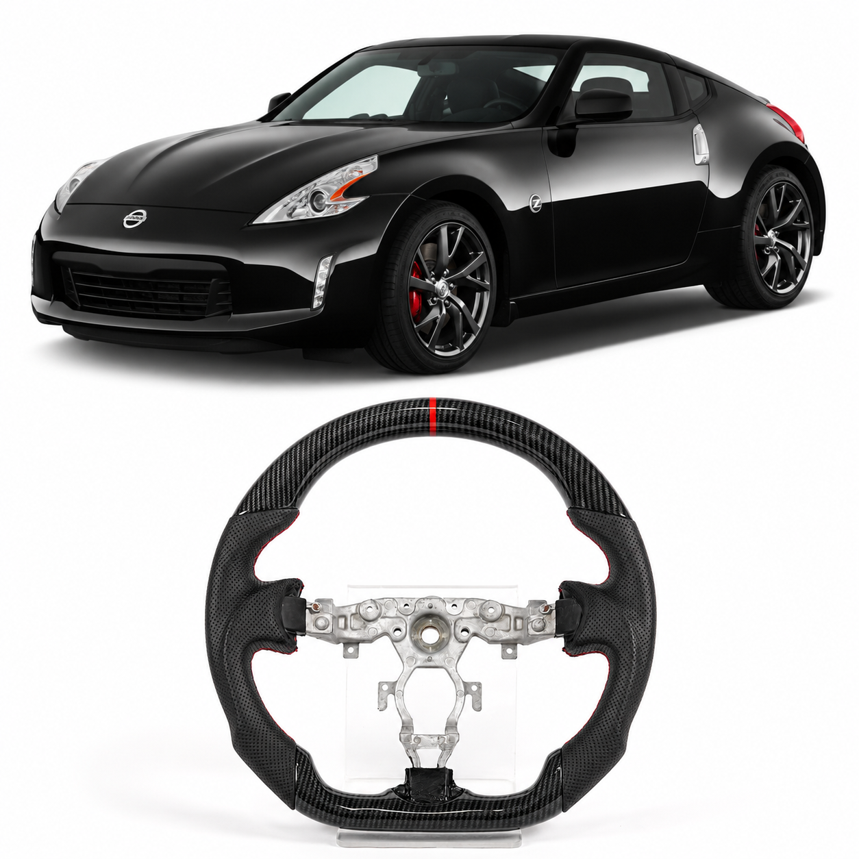 Leather / Hydro Carbon Steering Wheel for Nissan 370Z Z34 2008-2021