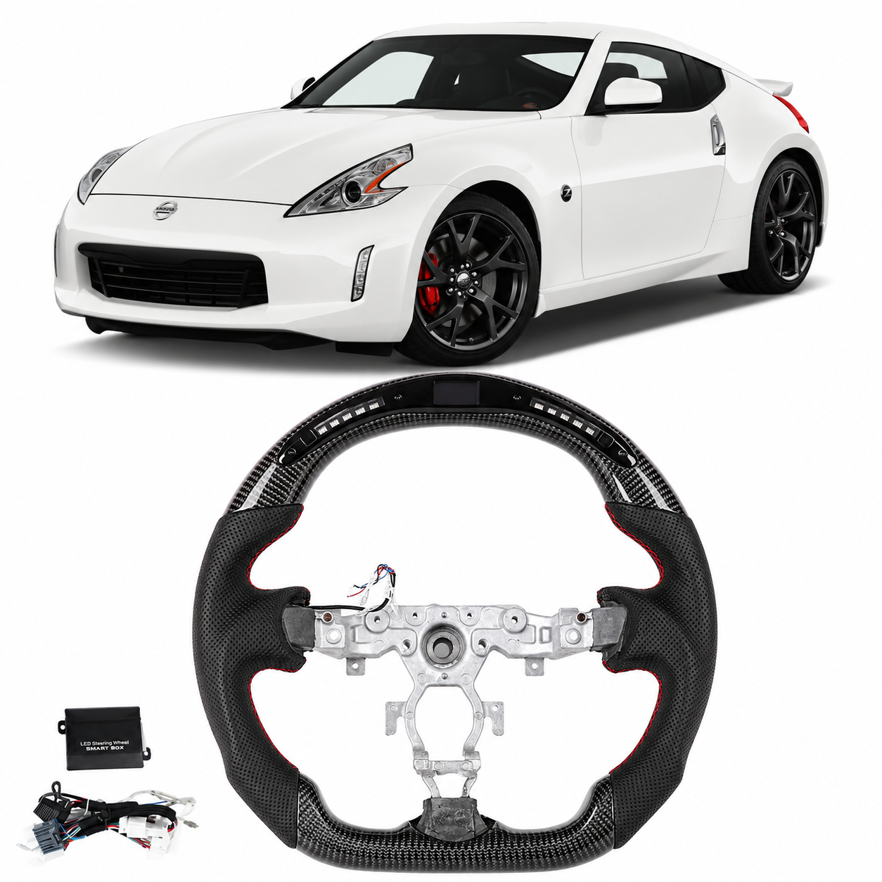 LED Carbon Fiber Steering Wheel for Nissan 370Z Z34 2008-2021