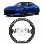 Real Carbon Fiber LED Steering Wheel for Nissan Z Fairlady 400Z RZ34 2023–2026 with Perforated Leather Grip
