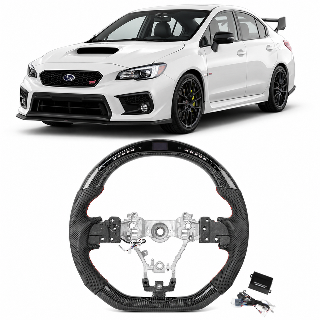 LED Real Carbon Fiber Steering Wheel for Subaru WRX STI S209 2015-2021