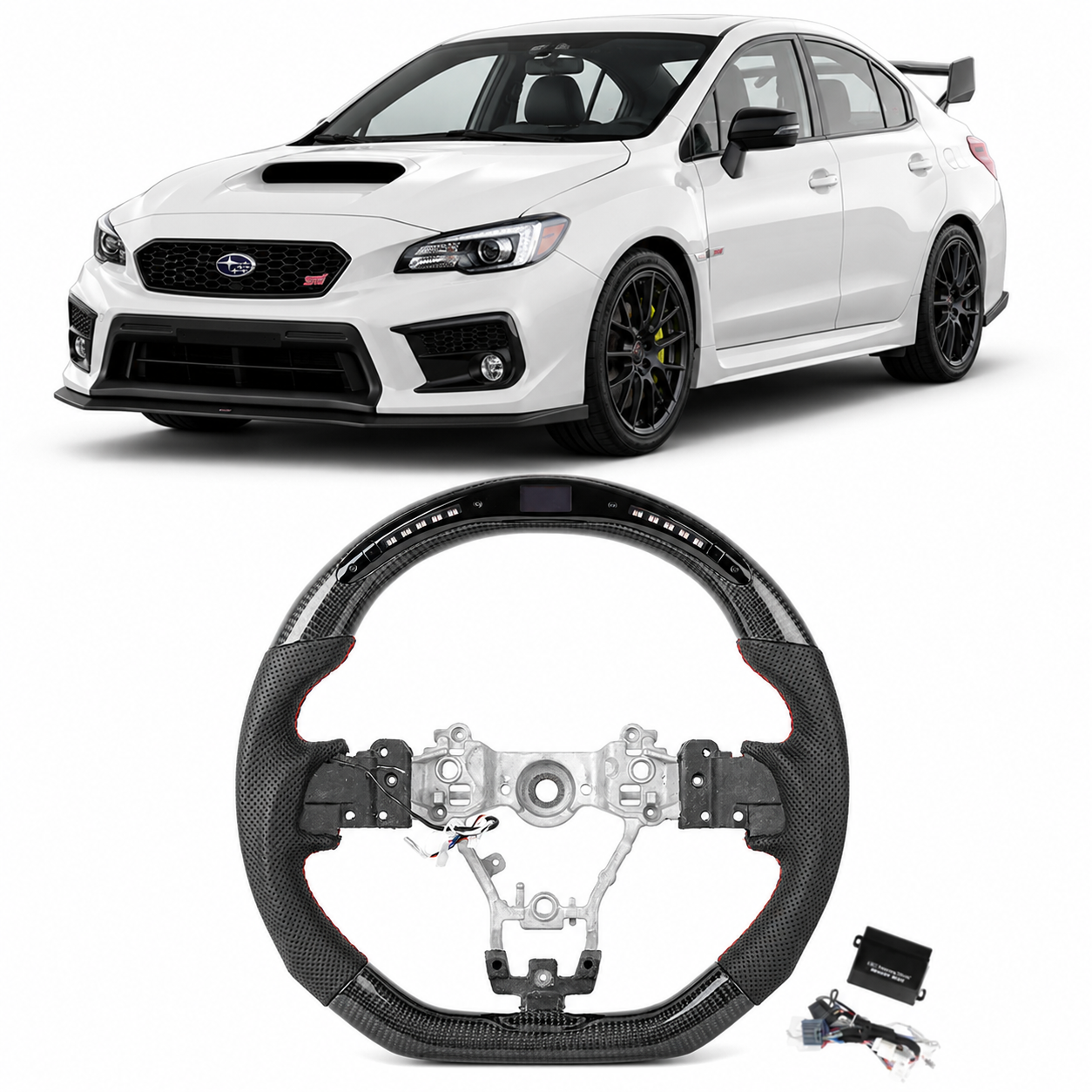 LED Real Carbon Fiber Steering Wheel for Subaru WRX STI S209 2015-2021