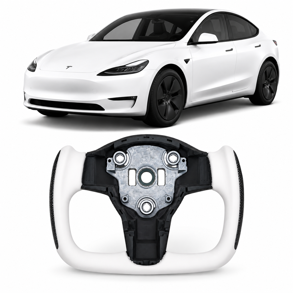 Heated Carbon Fiber Yoke Steering Wheel for Tesla Model 3 & Model Y