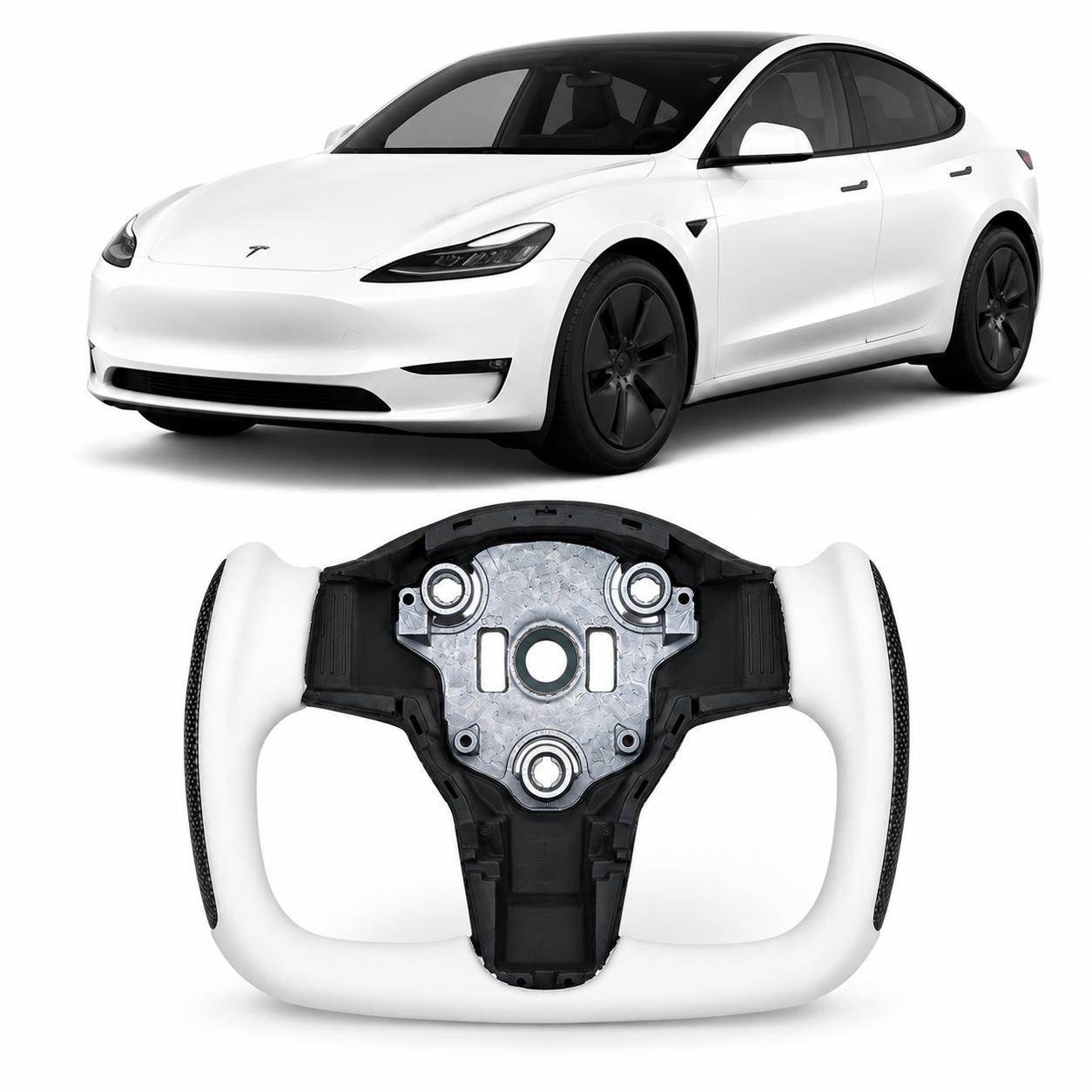 Heated Carbon Fiber Yoke Steering Wheel for Tesla Model 3 & Model Y