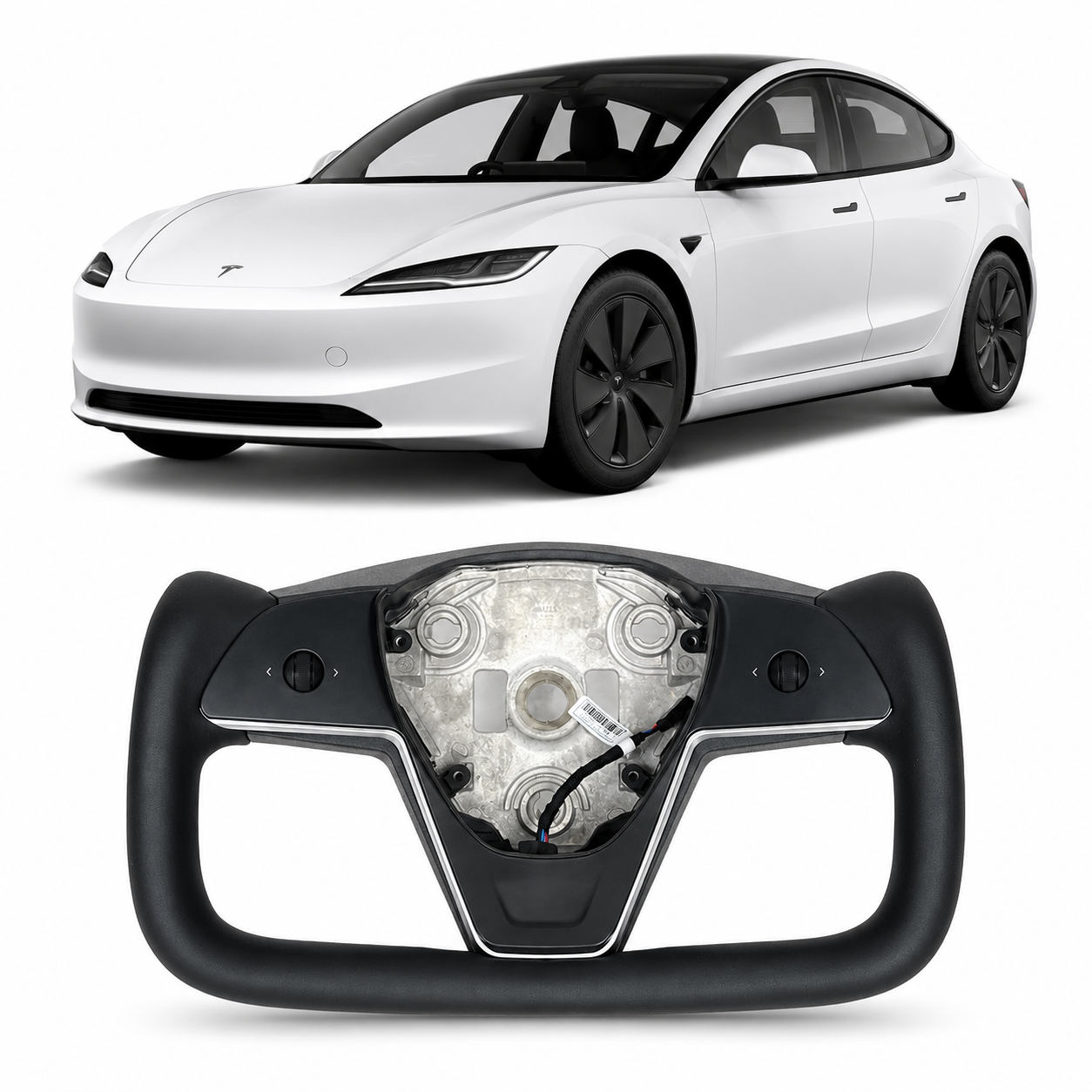 Leather Yoke Steering Wheel for Tesla Model 3/Y 2016-2022
