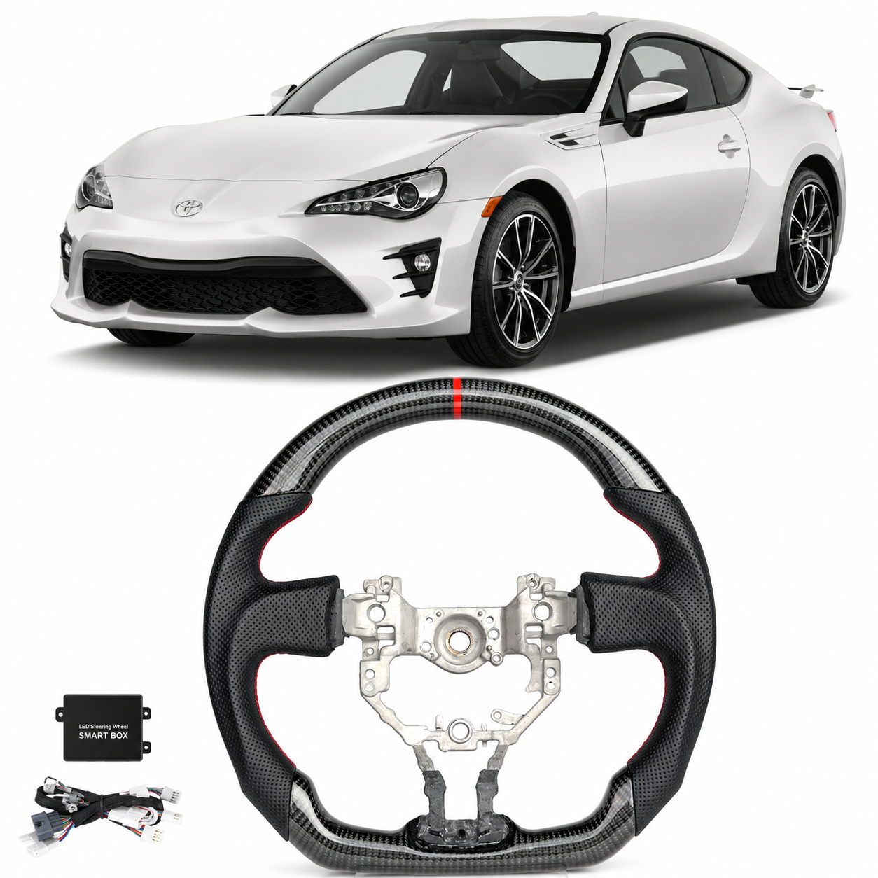 Real Carbon Fiber Steering Wheel for Toyota 86, Subaru BRZ ZC6 & Scion FR-S 2012–2016 Full Leather (Non-Heated)
