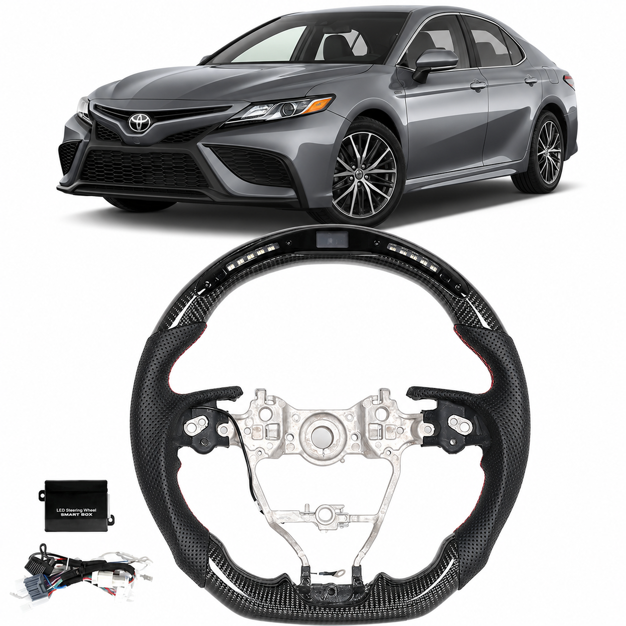 Carbon Fiber LED Steering Wheel for Toyota Camry, RAV4, Avalon & Corolla 2018-2024