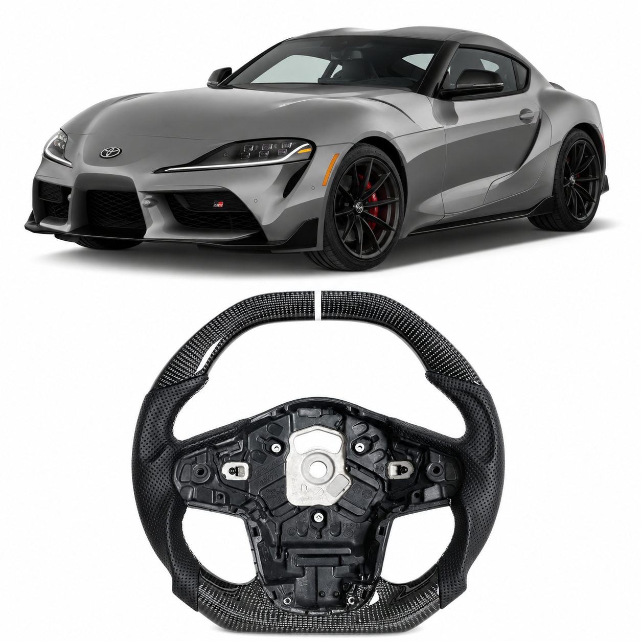 Flat Top & Bottom Carbon Fiber Steering Wheel for Toyota Supra GR A90 (2020-2025)