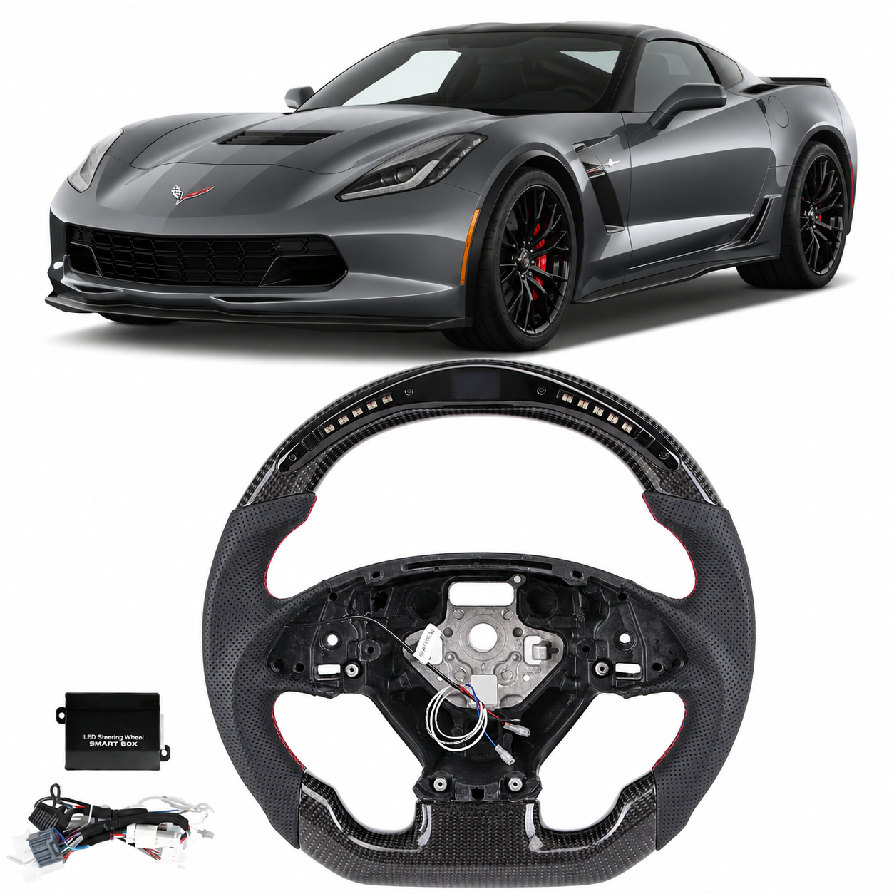 Real Carbon Fiber LED Steering Wheel for Chevrolet Corvette C7 2014-2019