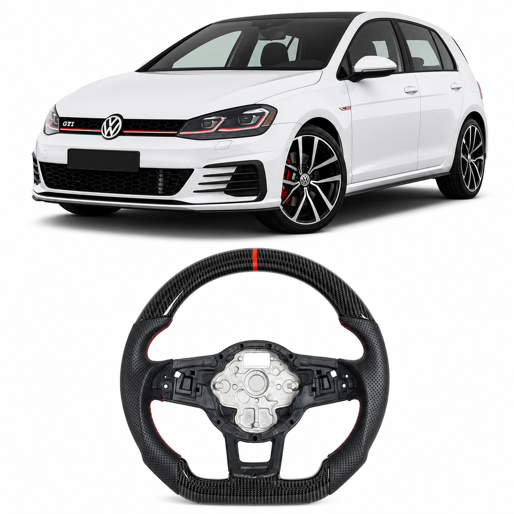 Hydro-Dip Carbon Fiber Steering Wheel for Volkswagen Golf GTI, Golf R & MK7/MK7.5 R-Line 2015–2019