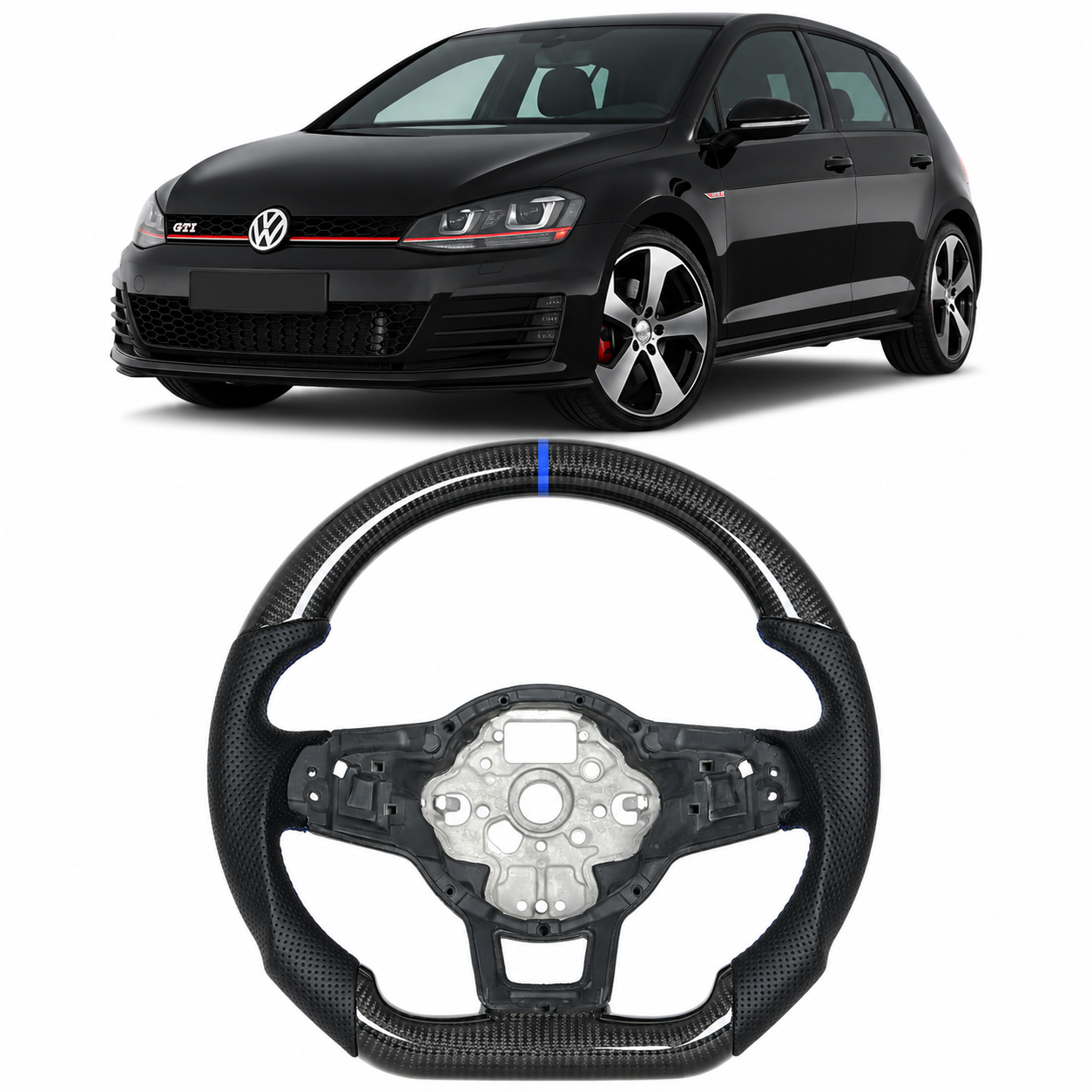 Real Carbon Fiber Steering Wheel for Volkswagen Golf 7 MK7 GTI
