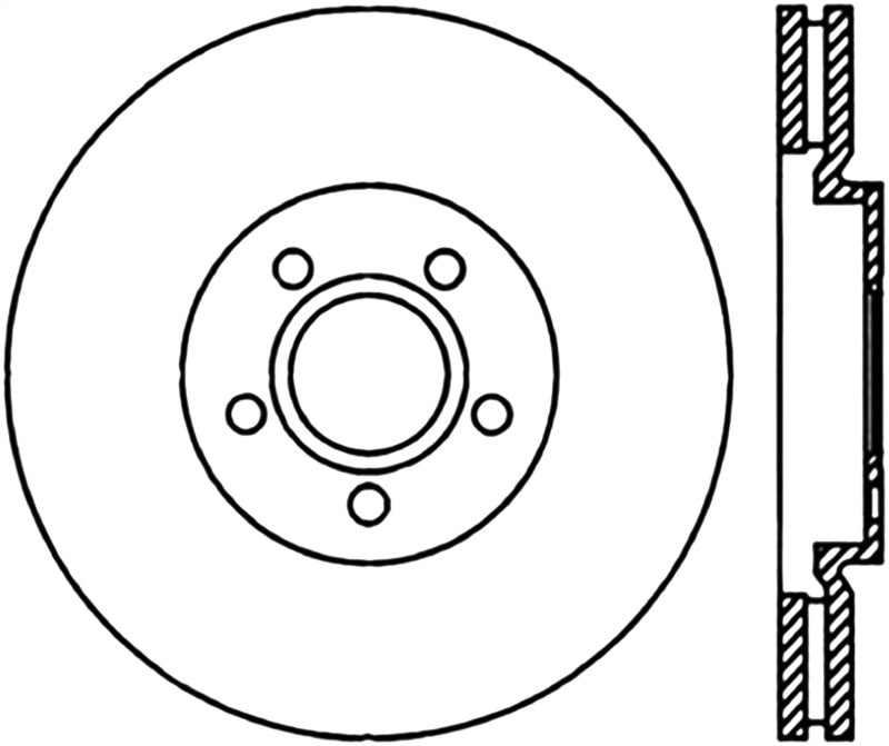 StopTech 03-09 Chrysler PT Cruiser Tur / 03-05 Dodge Neon SRT-4 Front Right Slotted & Drilled Rotor