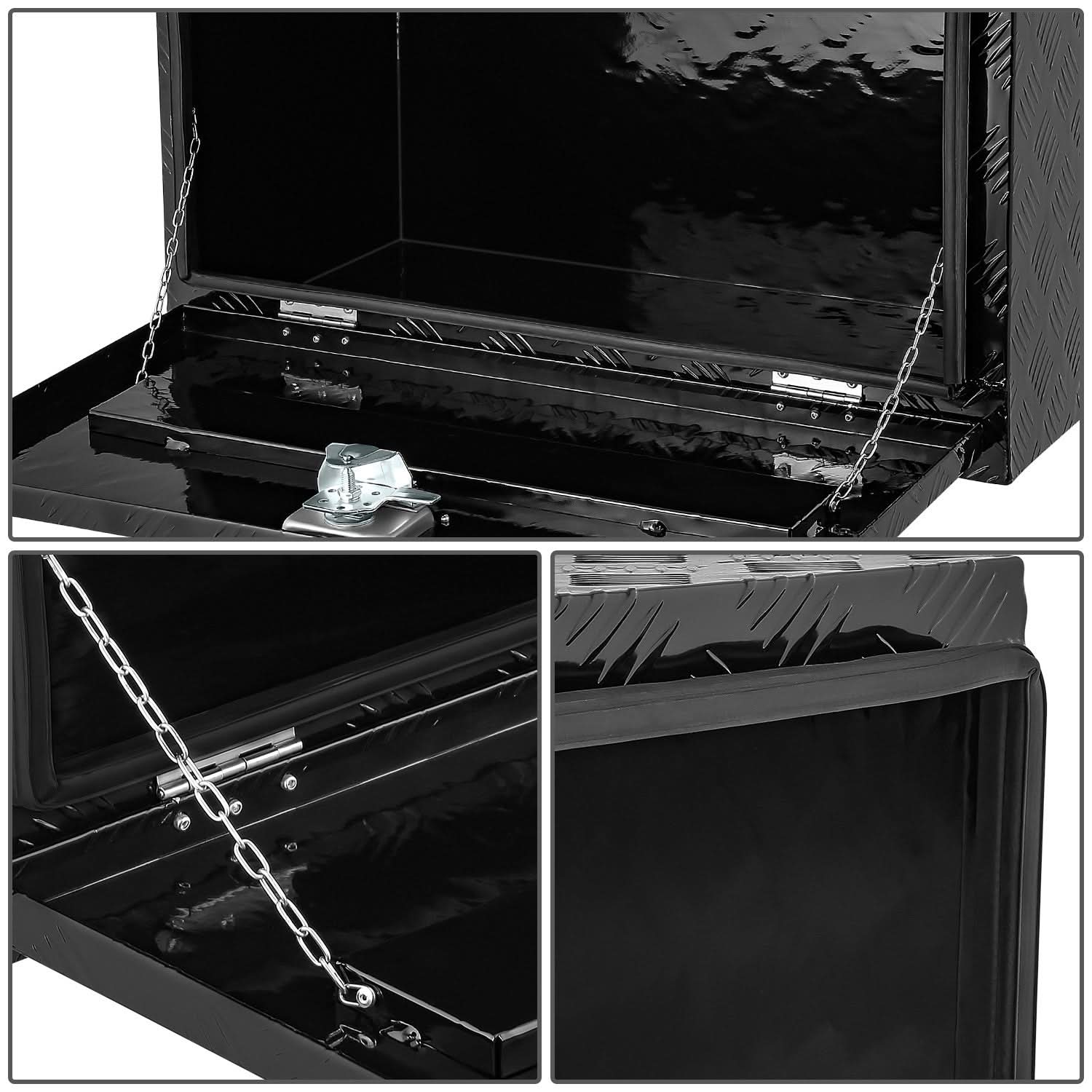 Universal Truck Trailer Aluminum Tool Box 30x18x17 w/ Lock Diamond Tread