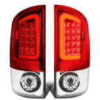 07-09 Dodge Ram C-Bar 3D U-Halo LED Tail Lights Chrome Red