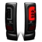 94-02 Dodge Ram C-Bar 3D U-Halo LED Tail Lights Black Smoke