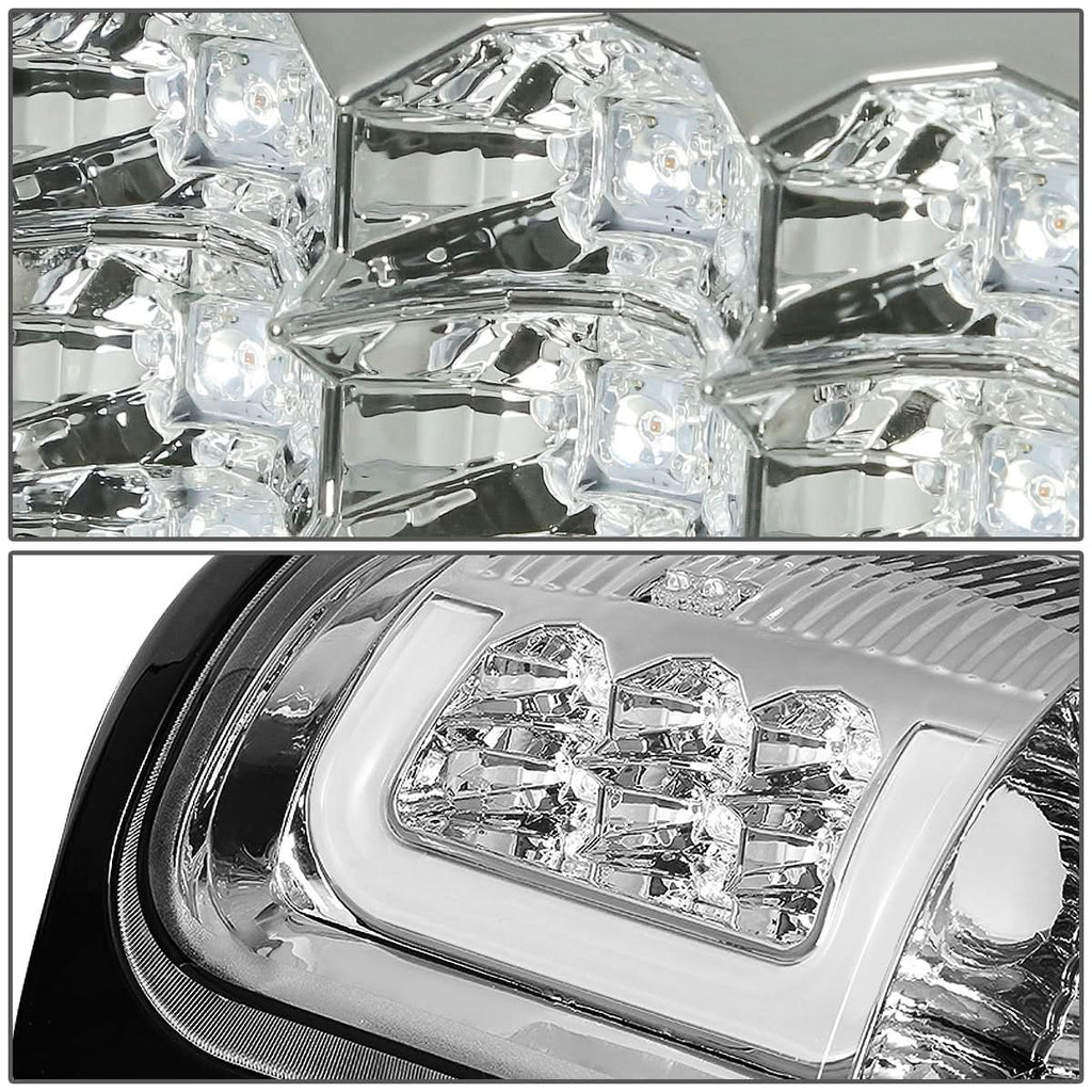 94-02 Dodge Ram C-Bar 3D U-Halo LED Tail Lights Chrome Clear