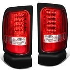 94-02 Dodge Ram LED Tail Lights Chrome Red