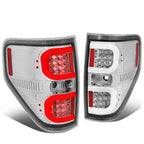 2009-2014 Ford F-150 Dual C-Bar 3D LED Tail Lights - Chrome/Clear