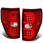 09-14 Ford F-150 Dual C-Bar 3D LED Tail Lights - Chrome/Red