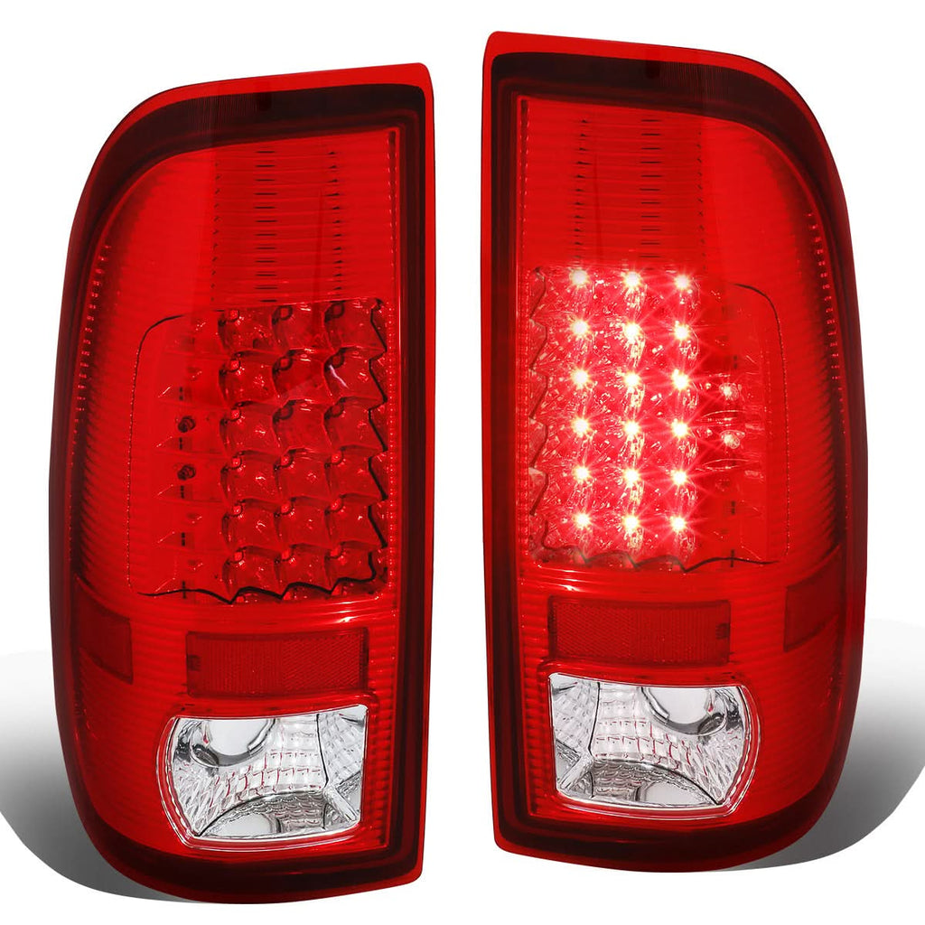 97-07 Ford F-150 F-250 F-350 F-450 F-550 LED Tail Lights Chrome/Red