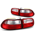 92-95 Honda Civic 2/3-Door Red Clear Tail Lights