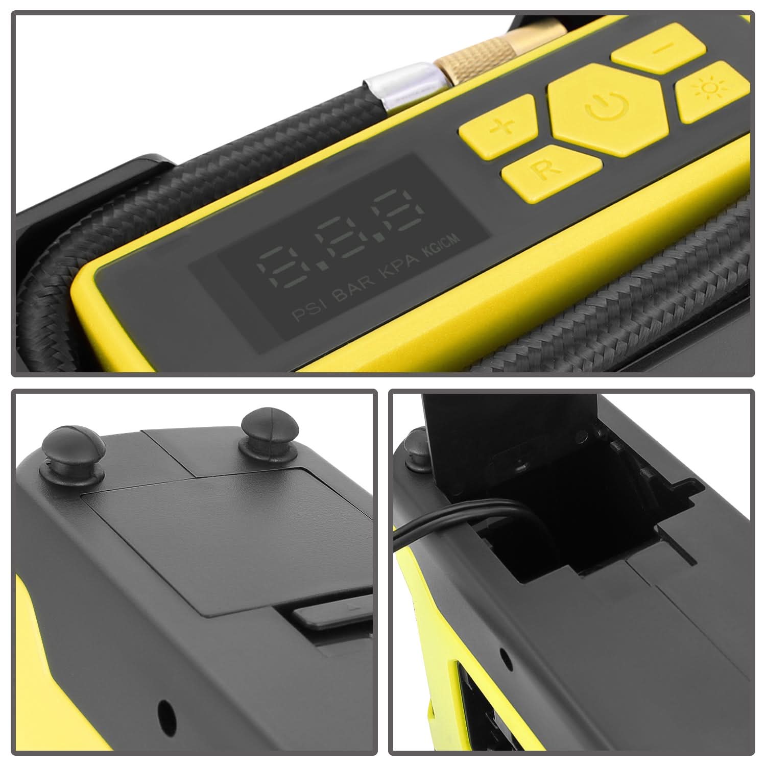 Portable Air Compressor & Inflator with Car Charger - Yellow