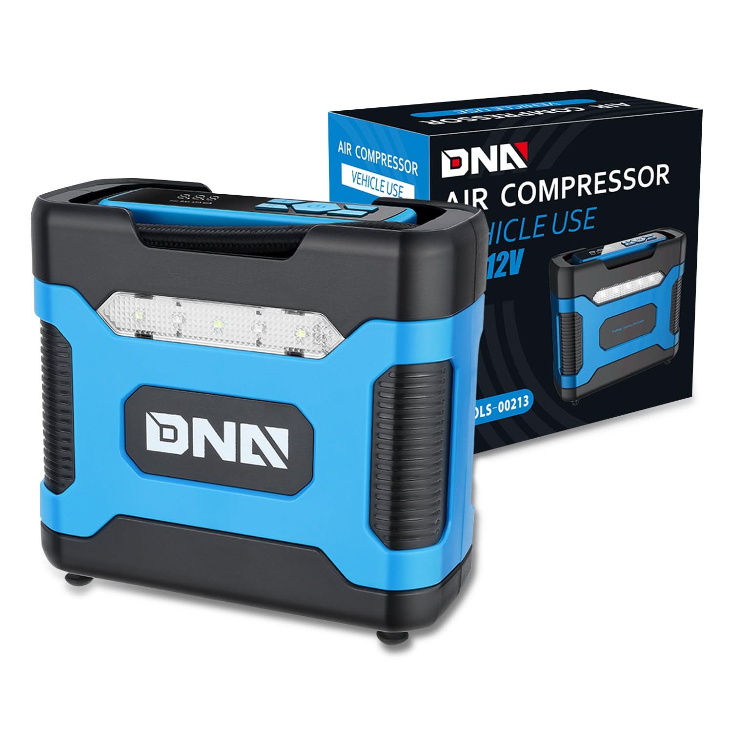 Universal Car Air Compressor & Inflator with Car Charger - Blue