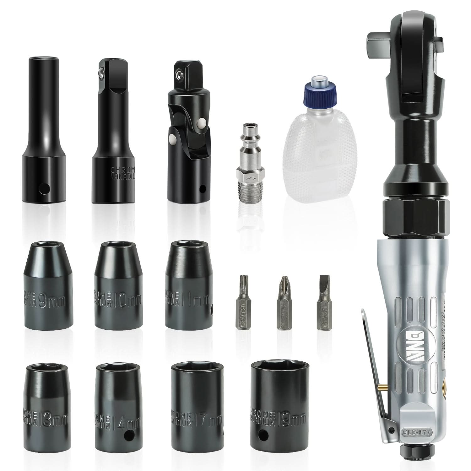 17-Piece 1/2 Inch Air Ratchet Wrench Kit