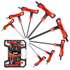 T-Type Hex Key Set with Flat Head 2-10mm Red 8 Piece Plastic Box