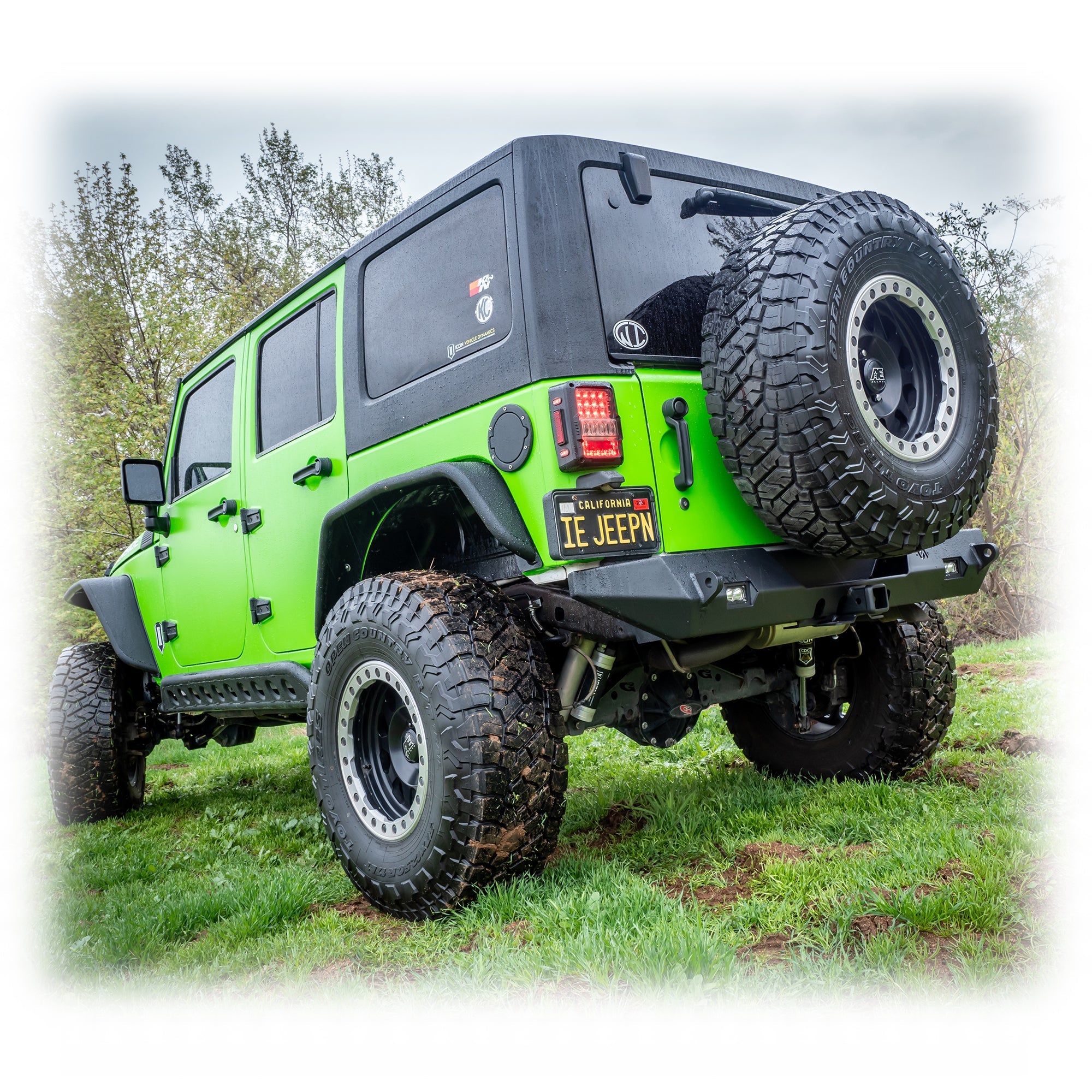 Turn Offroad Jeep JK Rear Bumper with LED Pod Lights & Hitch Receiver | 2007–2018