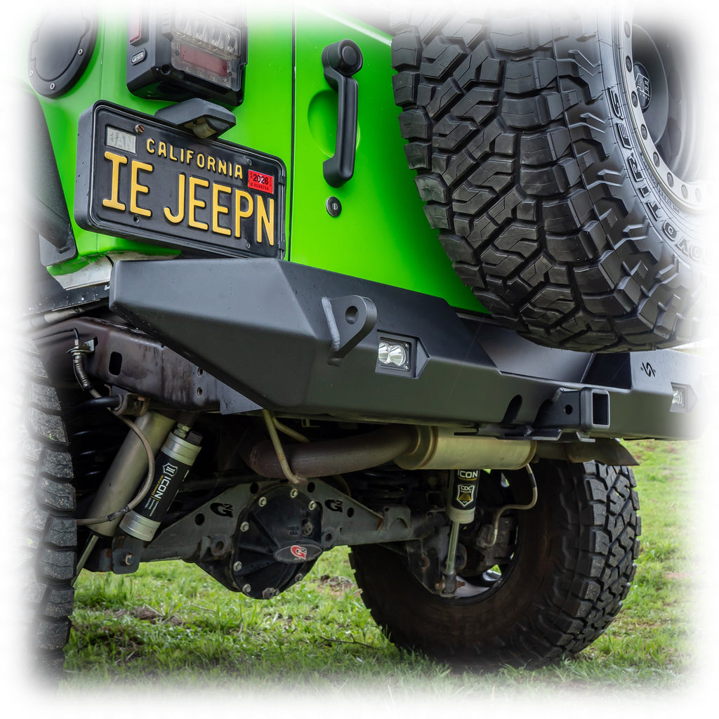 Turn Offroad Jeep JK Rear Bumper with LED Pod Lights & Hitch Receiver | 2007–2018