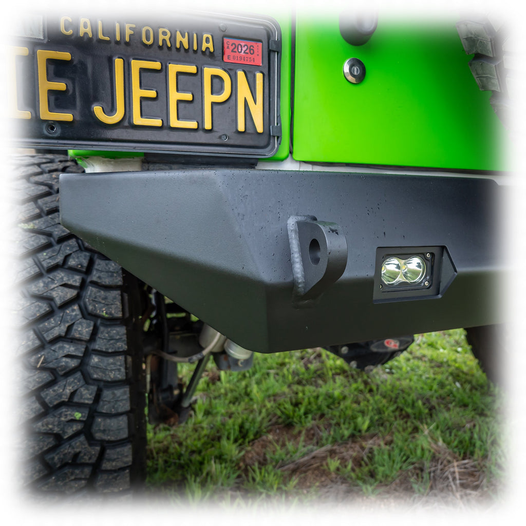 Turn Offroad Jeep JK Rear Bumper with LED Pod Lights & Hitch Receiver | 2007–2018