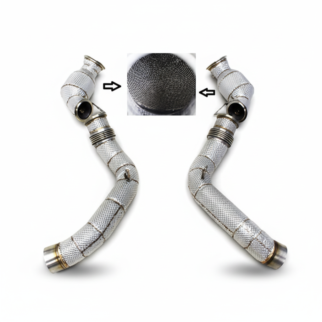 Stainless Catted Downpipe Heat Shield for BMW M5 F90 4.4T - Bull Boost Performance