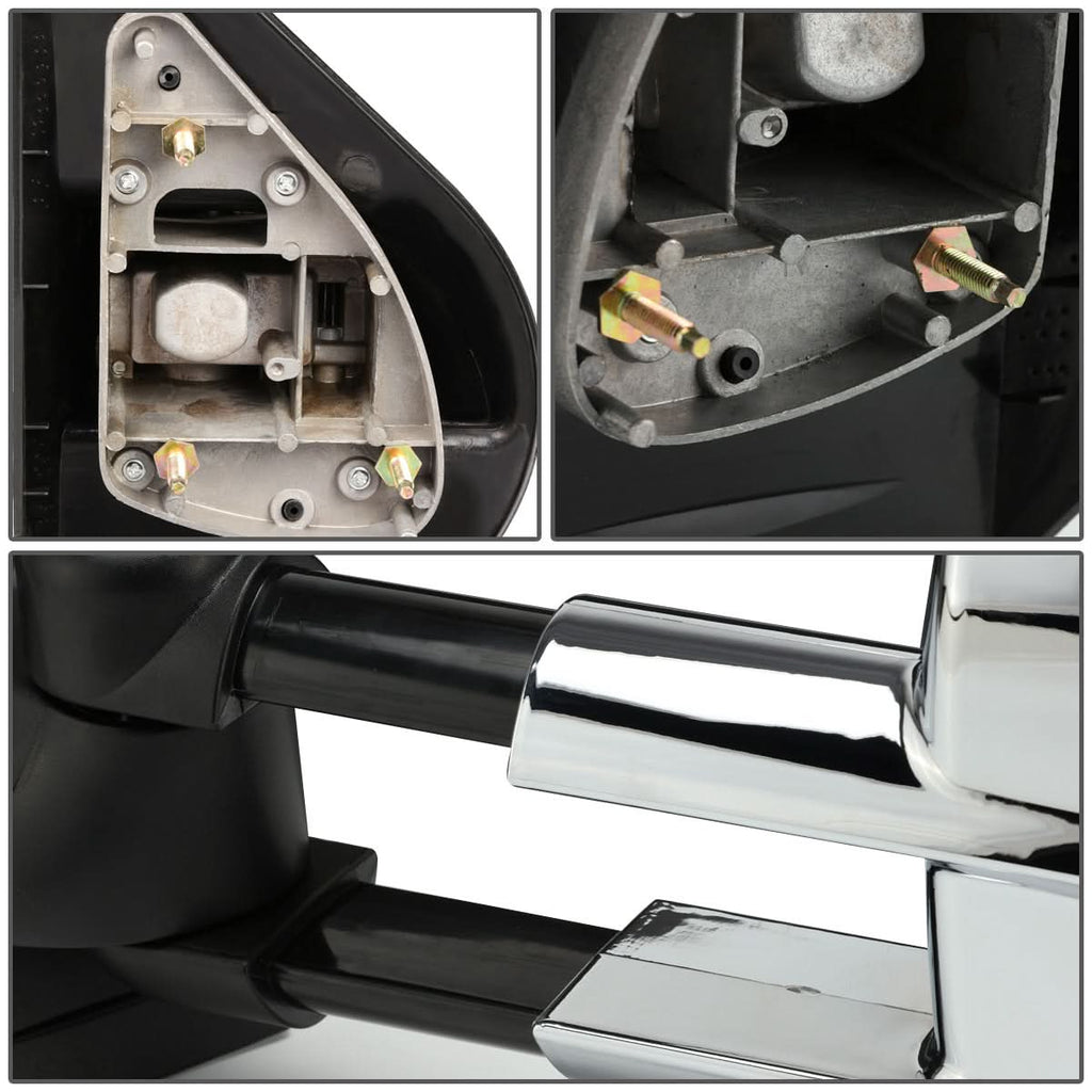 2007-2012 Chevrolet Silverado Towing Mirrors - Manual Chrome Pair