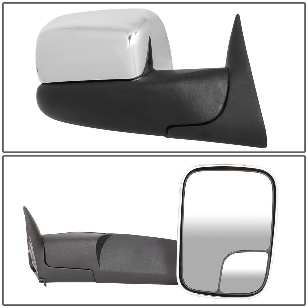 94-02 Dodge Ram 1500 2500 3500 Manual Towing Mirrors Chrome Pair