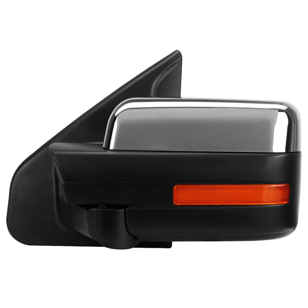 04-14 Ford F-150 Left Towing Mirror Manual LED Amber Signal Chrome