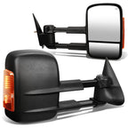99-02 Chevy Silverado GMC Sierra Towing Mirrors Heated Power Black Amber